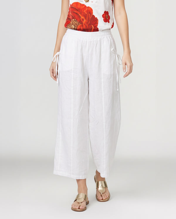Pantalón Mujer Josefina Largo Tiro Alto Blanco Lineatre