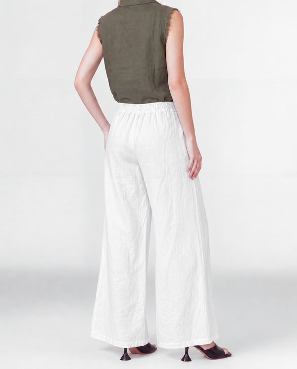 Pantalón Mujer Leticia Largo Tiro Alto Blanco Lineatre