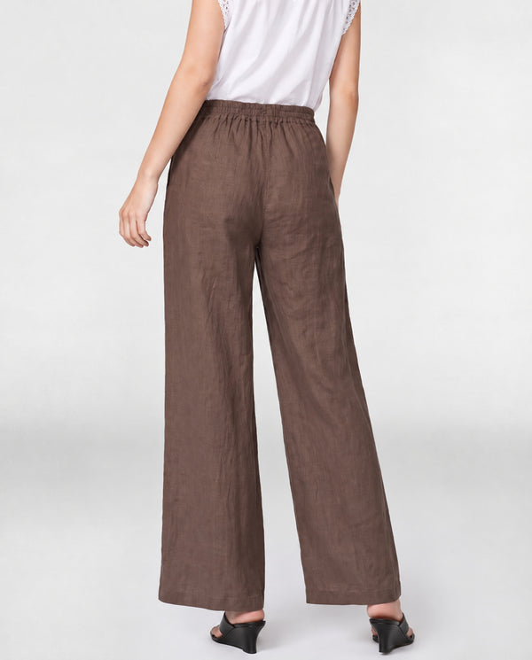 Pantalón Mujer Leticia Largo Tiro Alto Chocolate Lineatre