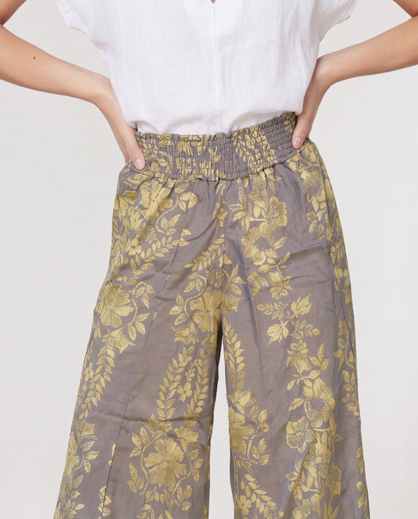 Pantalón Mujer Carolina Largo Tiro Alto Gris Lineatre