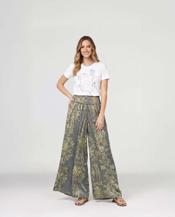 Pantalón Mujer Carolina Largo Tiro Alto Gris Lineatre