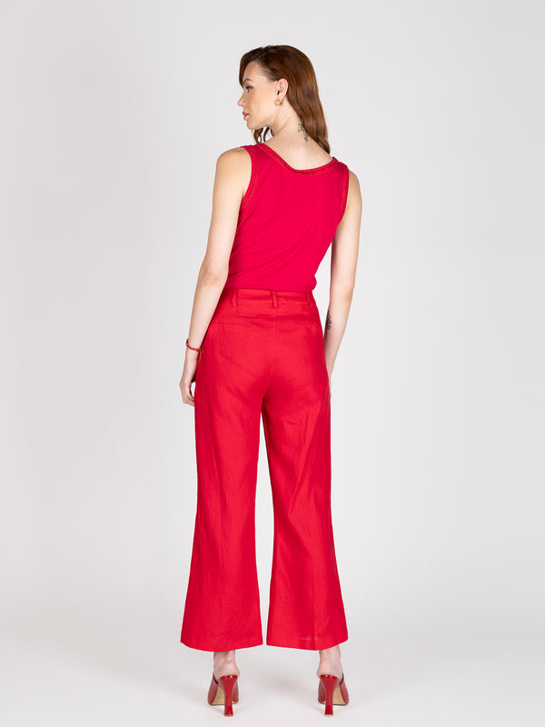 Pantalon cropped rojo lineatre