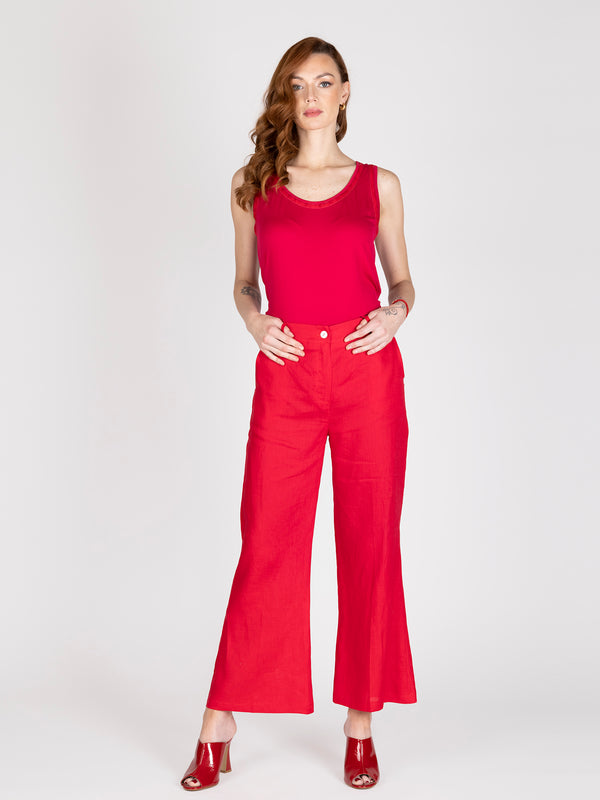 Pantalon cropped rojo lineatre