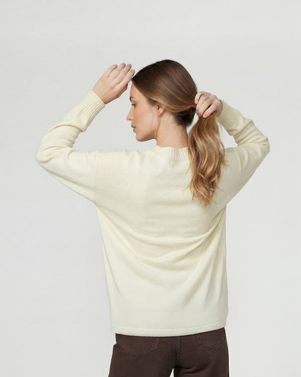 Sweater Mujer Giovanna Relaxed Cuello En V Manga Caída Crudo Lineatre