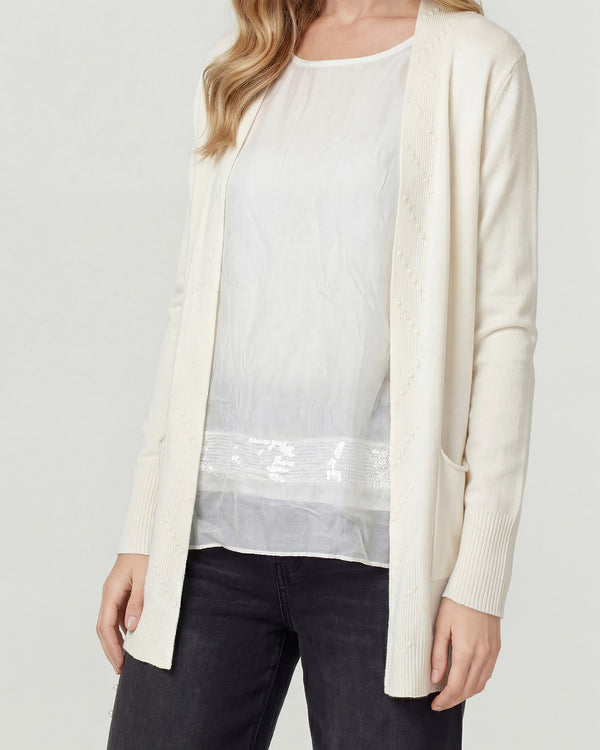 Cardigan Mujer Paola Relaxed Cuello Tipo Kimono Manga Caída Crudo Lineatre