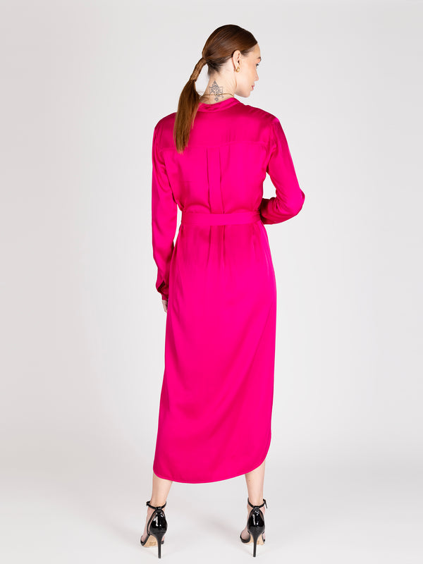 VESTIDO CAMISERO SATINADO FUCSIA LINEATRE