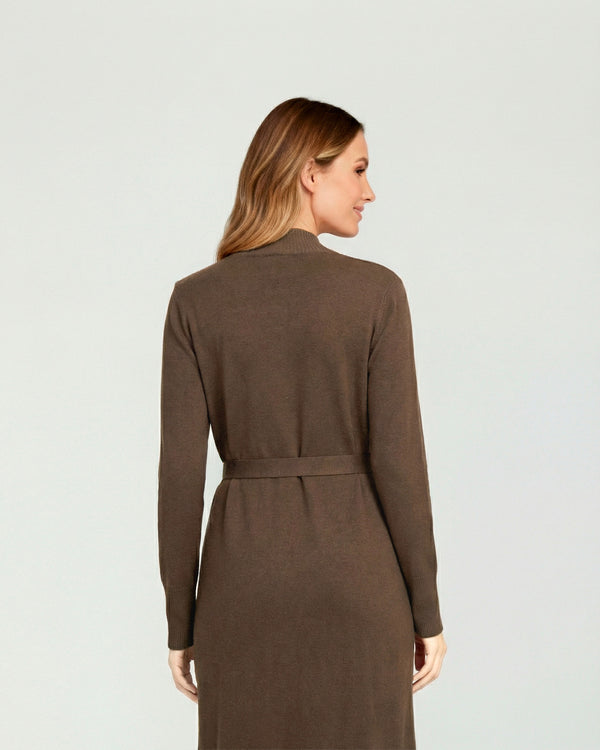 Vestido Mujer Pilar Largo Cuello Medio Alto. Redondo Cierre Sin Cierre Chocolate Lineatre