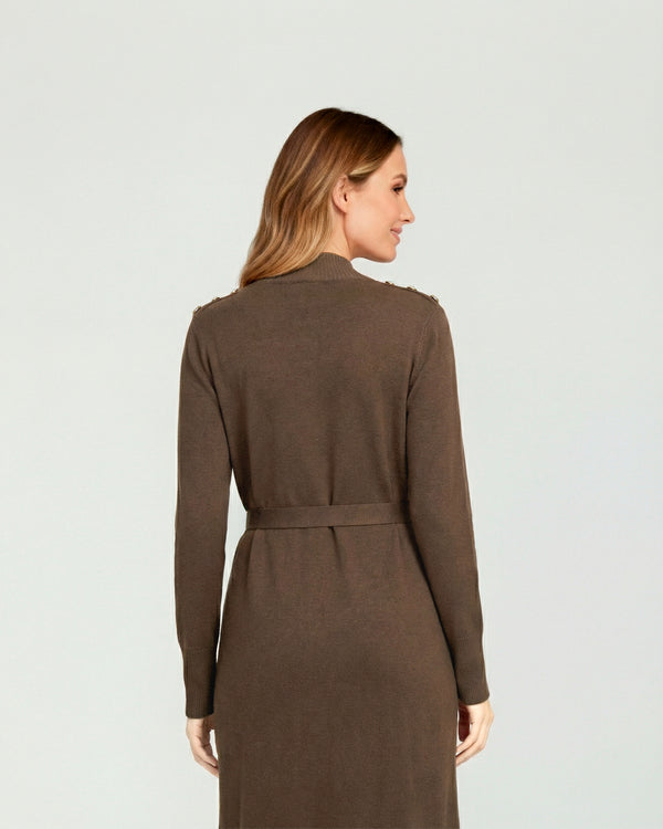 Vestido Mujer Pilar Largo Cuello Medio Alto. Redondo Cierre Sin Cierre Chocolate Lineatre