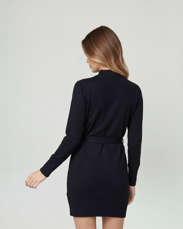 Vestido Mujer Pilar Largo Cuello Medio Alto. Redondo Cierre Sin Cierre Negro Lineatre