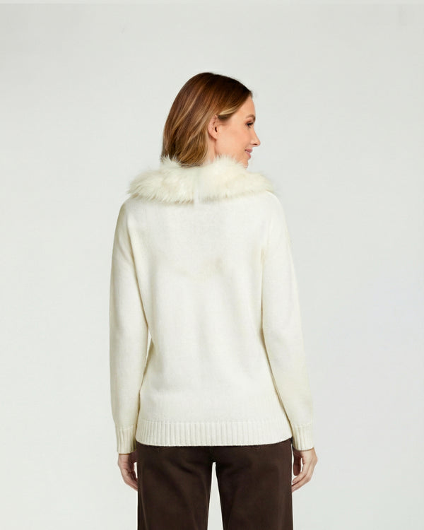 Sweater Mujer Giovanna Relaxed Cuello Redondo Pelos Manga Caída Crudo Lineatre