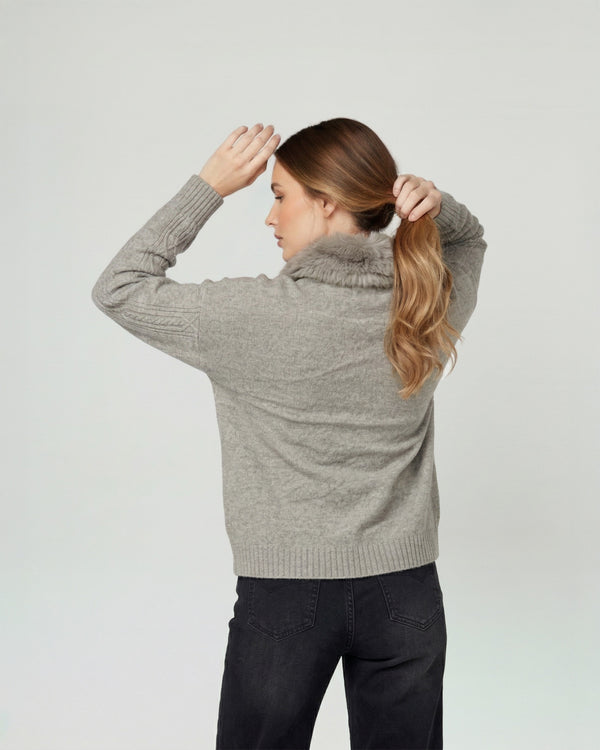 Sweater Mujer Giovanna Relaxed Cuello Redondo Pelos Manga Caída Fango Lineatre