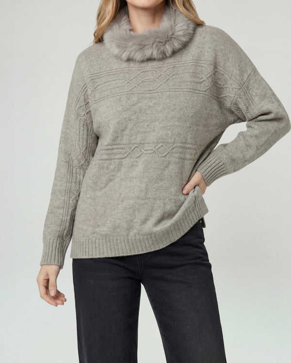 Sweater Mujer Giovanna Relaxed Cuello Redondo Pelos Manga Caída Fango Lineatre