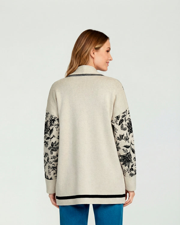 Cardigan Mujer Giovanna Relaxed Cuello Con Solapa Manga Caída Crudo Lineatre