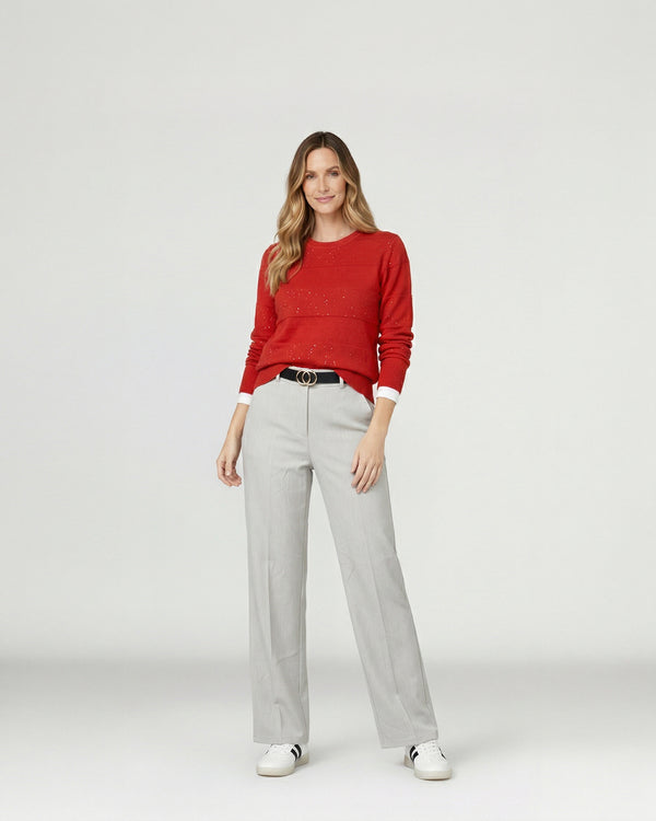 Sweater Mujer Gloria Relaxed Cuello Redondo Manga Caída Rojo Lineatre