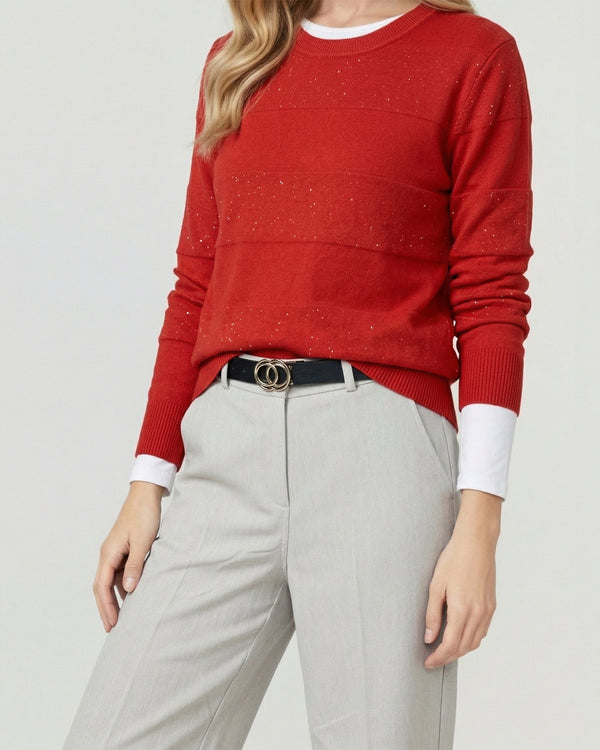 Sweater Mujer Gloria Relaxed Cuello Redondo Manga Caída Rojo Lineatre
