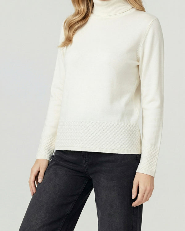 Sweater Mujer Lidia Relaxed Cuello Alto Redondo Manga Caída Crudo Lineatre