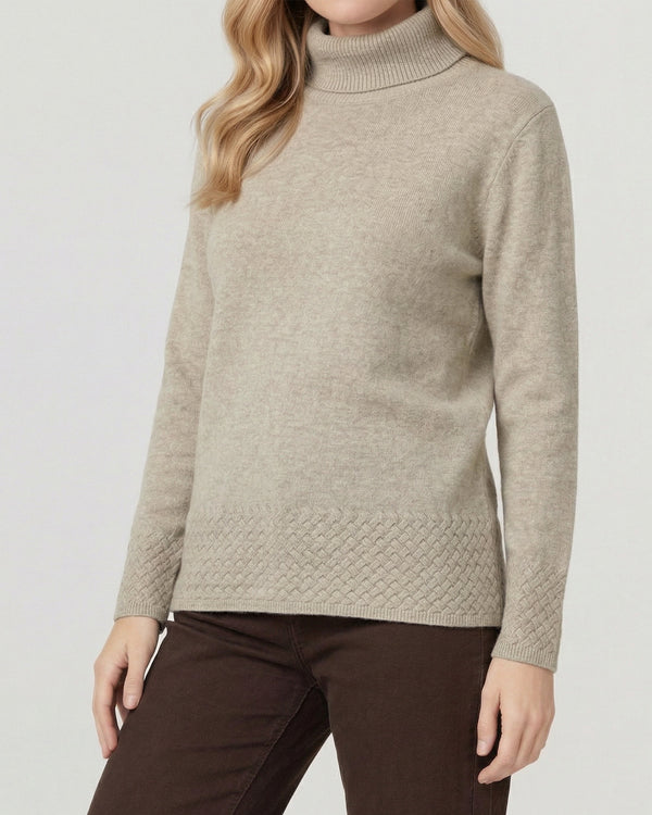 Sweater Mujer Lidia Relaxed Cuello Alto Redondo Manga Caída Fango Lineatre