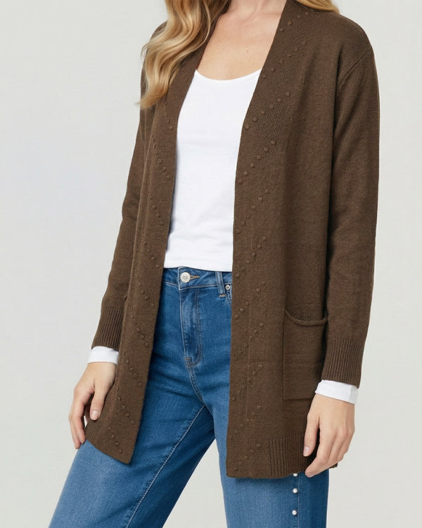 Cardigan Mujer Paola Relaxed Cuello Tipo Kimono Manga Caída Chocolate Lineatre