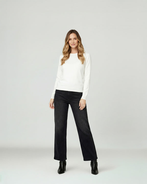 Sweater Mujer Marcela Relaxed Fit Cuello Redondo Manga Caída  Blanco Lineatre