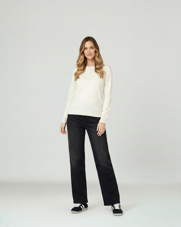 Sweater Mujer Marcela Relaxed Fit Cuello Redondo Manga Caída  Crudo Lineatre