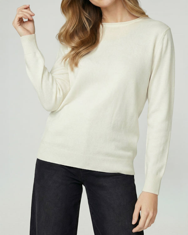 Sweater Mujer Marcela Relaxed Fit Cuello Redondo Manga Caída  Crudo Lineatre