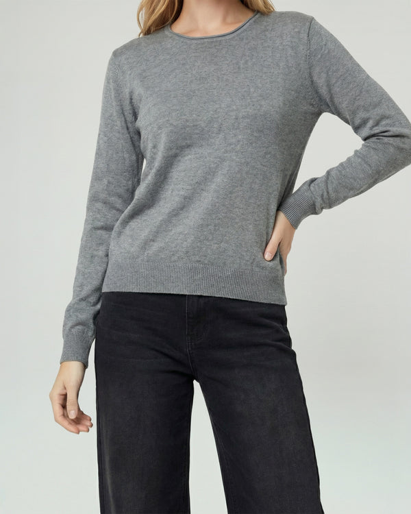 Sweater Mujer Marcela Relaxed Fit Cuello Redondo Manga Caída Gris Lineatre