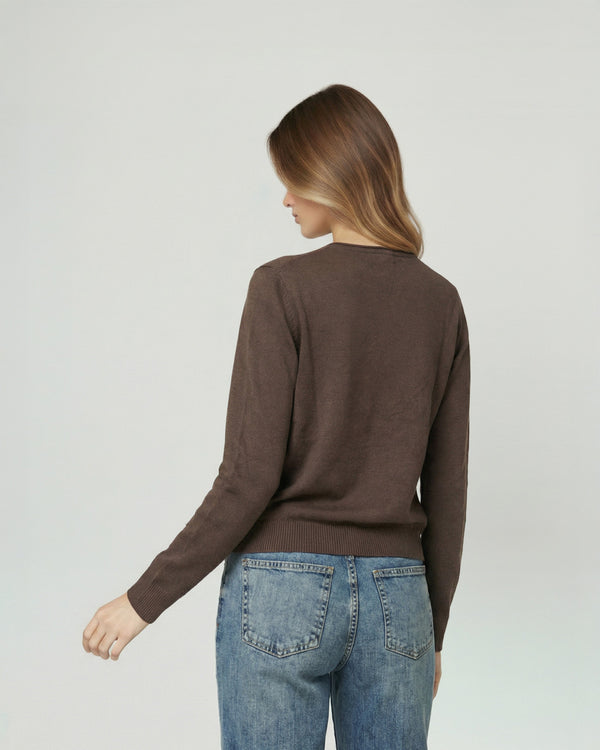 Sweater Mujer Marcela Relaxed Fit Cuello Redondo Manga Caída  Moro Lineatre