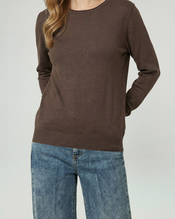 Sweater Mujer Marcela Relaxed Fit Cuello Redondo Manga Caída  Moro Lineatre