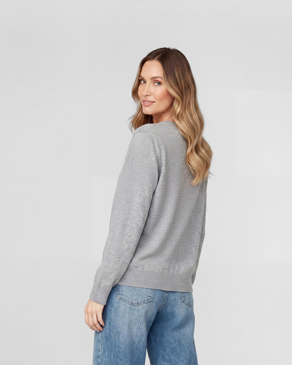 Sweater Mujer Ignacia Regular Fit Cuello En V Manga Caída Fango Lineatre