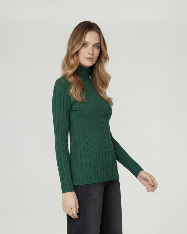 Sweater Mujer Josefa Slim Fit Cuello Alto Redondo Manga Ajustada Petroleo Lineatre