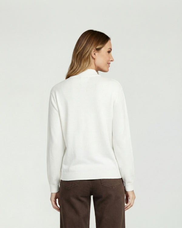 Sweater Mujer Magdalena Relaxed Fit Cuello Medio Alto Redondo Manga Caida Crudo Lineatre