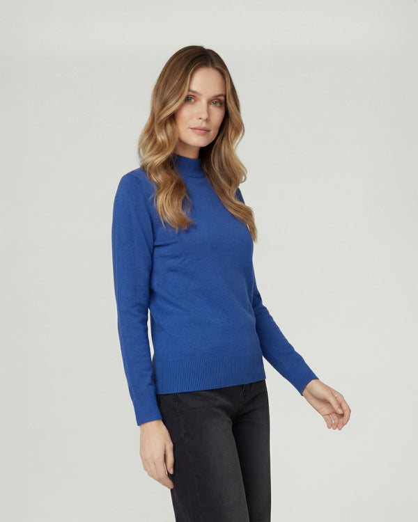 Sweater Mujer Magdalena Relaxed Fit Cuello Medio Alto Redondo Manga Caida Royal Lineatre