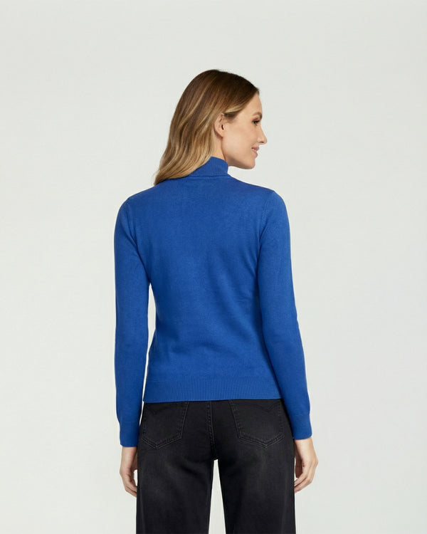 Sweater Mujer Magdalena Relaxed Fit Cuello Medio Alto Redondo Manga Caida Royal Lineatre