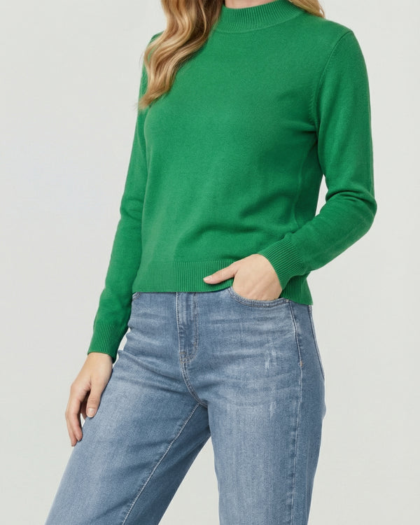 Sweater Mujer Magdalena Relaxed Fit Cuello Medio Alto Redondo Manga Caida Verde Lineatre