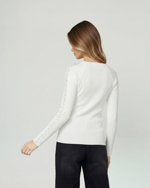 Sweater Mujer Giuliana Slim Fit Cuello Redondo Manga Caída Crudo Lineatre