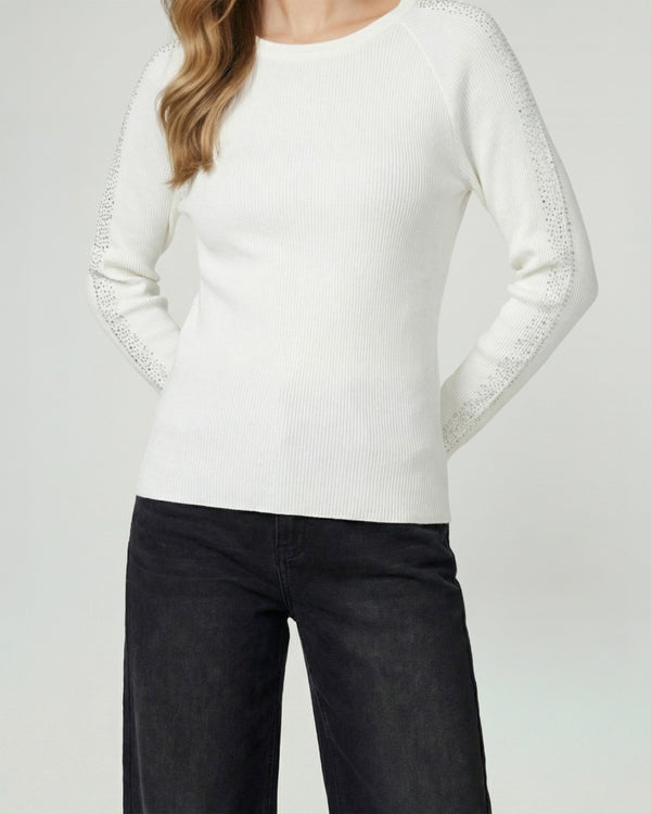 Sweater Mujer Giuliana Slim Fit Cuello Redondo Manga Caída Crudo Lineatre