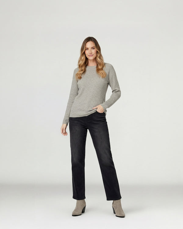 Sweater Mujer Giuliana Slim Fit Cuello Redondo Manga Caída Fango Lineatre