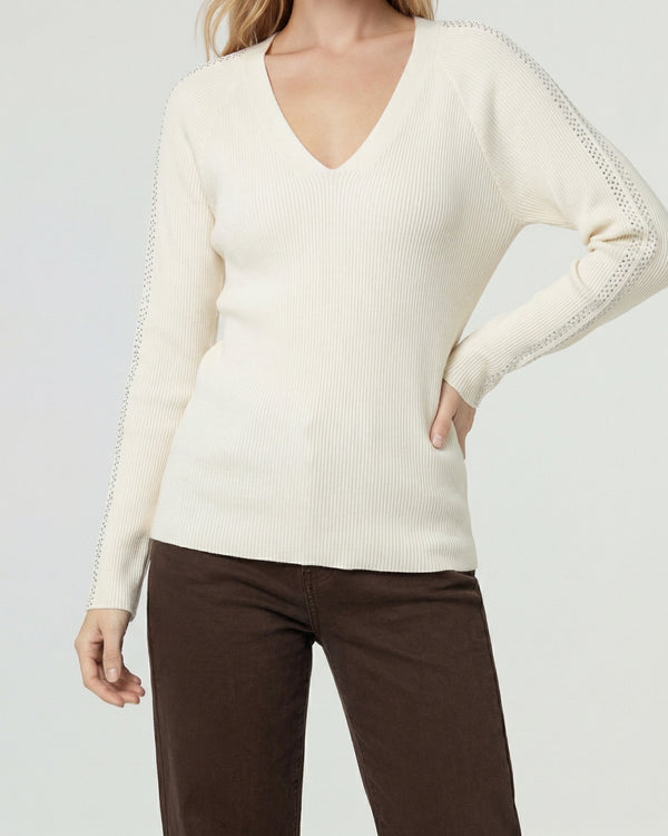 Sweater Mujer Ornella Relaxed Cuello En V Manga Caída Crudo Lineatre
