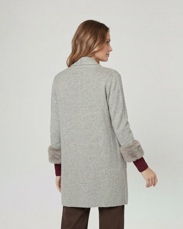 Cardigan Mujer Renata Relaxed Cuello Con Solapa Manga Acampanada Fango Lineatre