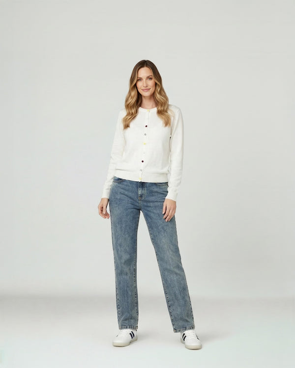 Sweater Mujer Josefina Regular Cuello Redondo Manga Suelta Blanco Lineatre