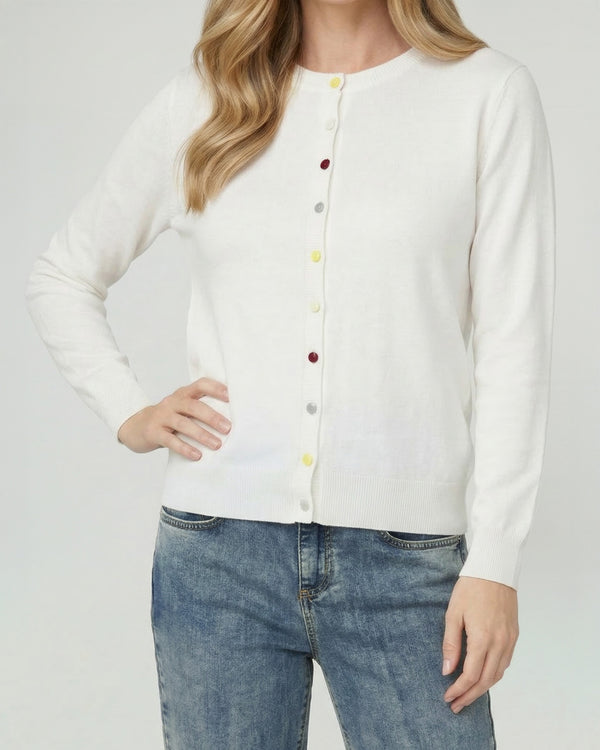 Sweater Mujer Josefina Regular Cuello Redondo Manga Suelta Blanco Lineatre
