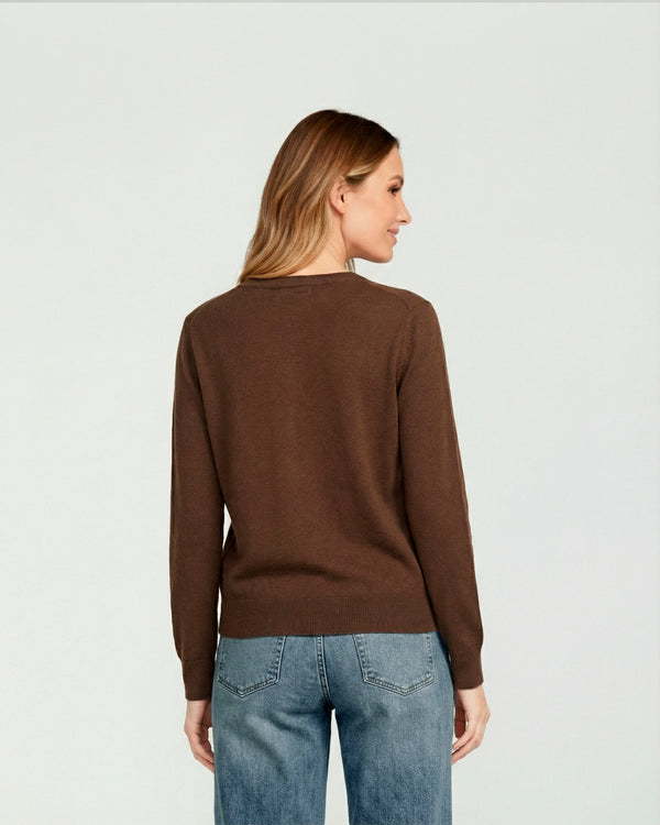 Sweater Mujer Josefina Regular Cuello Redondo Manga Suelta Chocolate Lineatre