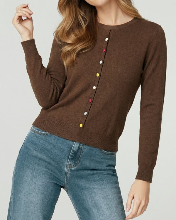 Sweater Mujer Josefina Regular Cuello Redondo Manga Suelta Chocolate Lineatre