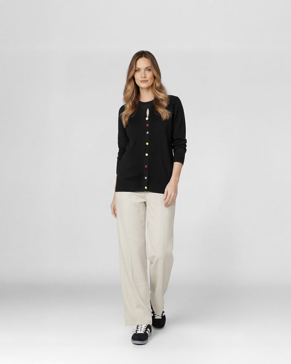 Sweater Mujer Josefina Regular Cuello Redondo Manga Suelta Negro Lineatre
