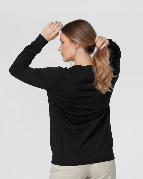Sweater Mujer Josefina Regular Cuello Redondo Manga Suelta Negro Lineatre