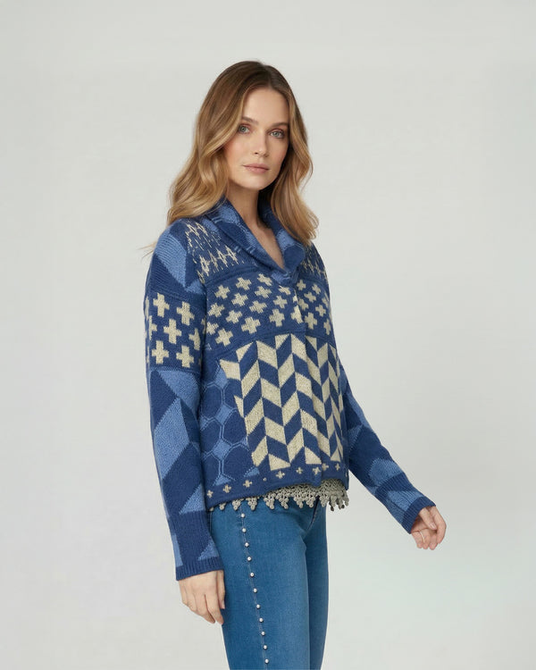 Cardigan Mujer Luciana Relaxed Cuello En V Manga Suelta Jeans Lineatre