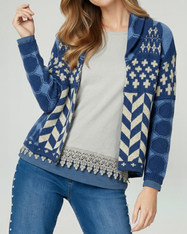 Cardigan Mujer Luciana Relaxed Cuello En V Manga Suelta Jeans Lineatre