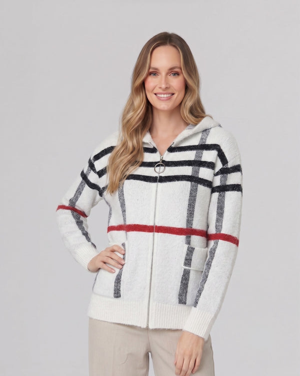 Cardigan Mujer Chiara Relaxed Cuello En V Manga Suelta Crudo Lineatre