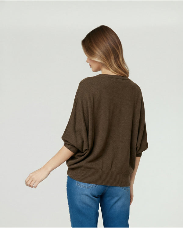Sweater Mujer Elena Regular Cuello Ojal Manga Caída Moro Lineatre
