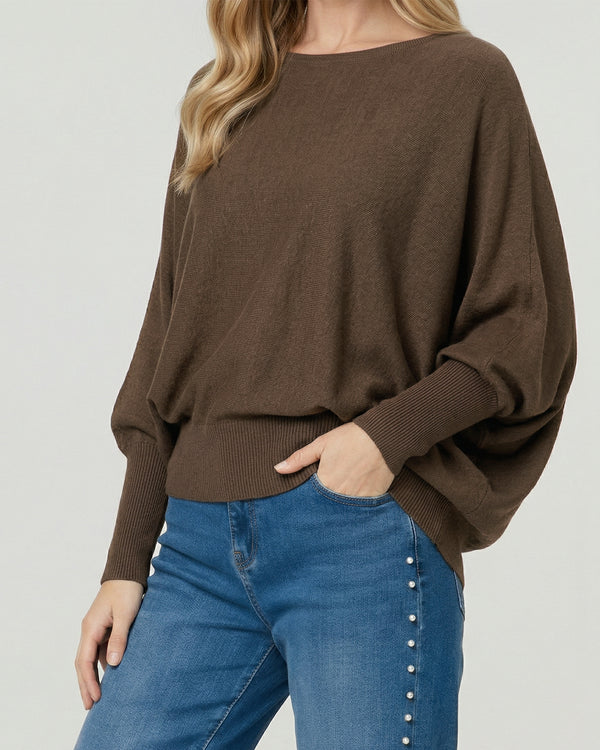 Sweater Mujer Elena Regular Cuello Ojal Manga Caída Moro Lineatre